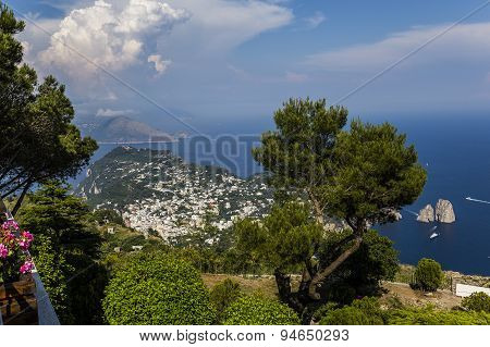 Panorama Of Capri Island From Monte Solaro, In Anacapri