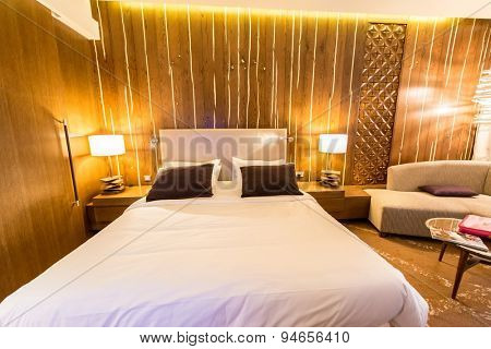 Shahdag - FEBRUARY 8, 2015: Room in Park Chalet Hotel on February 8 in Azerbaijan, Shahdag. Shahdag has become a popular tourist destination for skiing.