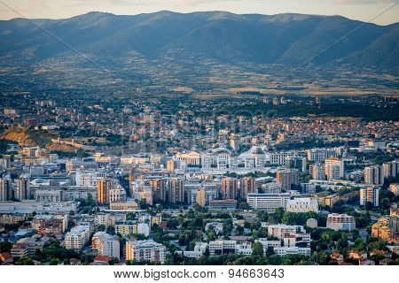 Top view on Skopje city in Macedonia