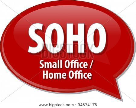 word speech bubble illustration of business acronym term SOHO Small Office Home Office