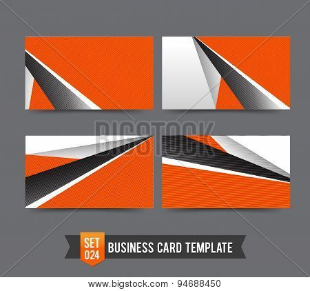 Business Card Template Set  024 Orange Abstract Background