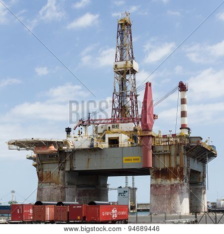Gas and oil rig platform in the port of Tenerife. Spain