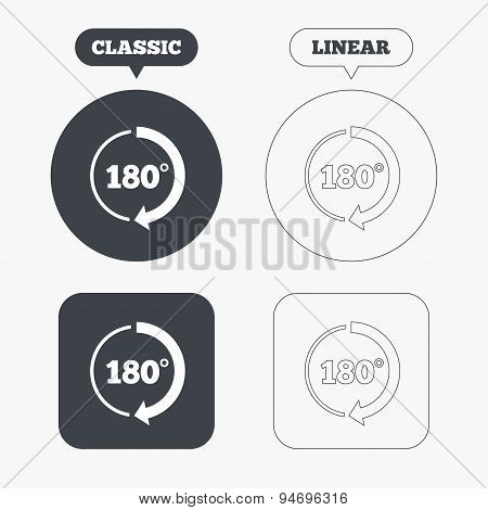 Angle 180 degrees sign icon. Geometry math symbol