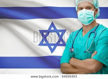 Surgeon With Flag On Background Series - Israel