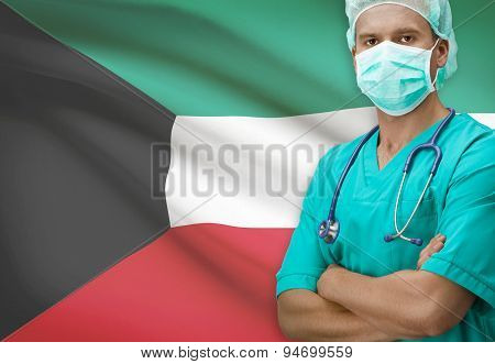 Surgeon With Flag On Background Series - Kuwait