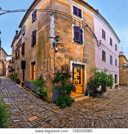 Groznjan medieval village cobbled street region of Istria Croatia