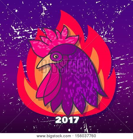 Rooster vector illustration. Bird character for logo badge card etc.