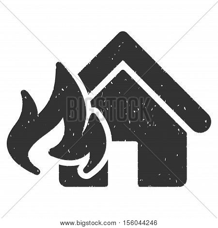 Fire Damage rubber seal stamp watermark. Icon vector symbol with grunge design and unclean texture. Scratched gray ink sticker on a white background.