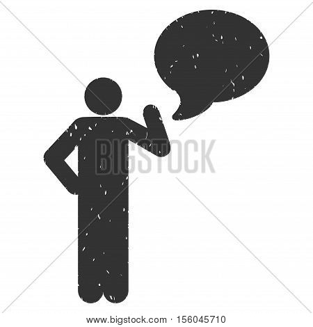 Man Idea Balloon rubber seal stamp watermark. Icon vector symbol with grunge design and corrosion texture. Scratched gray ink sticker on a white background.