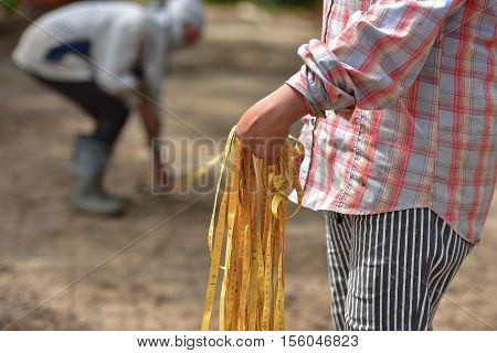 Occupation by the construction workers poured concrete.
