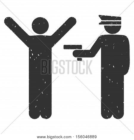 Police Arrest rubber seal stamp watermark. Icon vector symbol with grunge design and dust texture. Scratched gray ink sign on a white background.