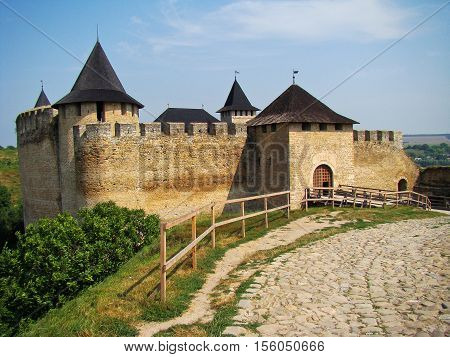 Beautiful view on a Hotyn fortress, Ukraine