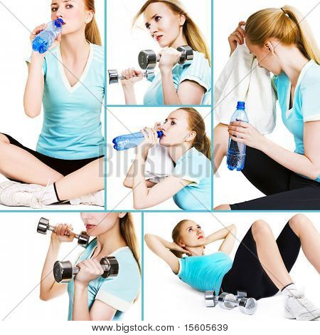 Collage af flere billeder til sport og sundhedsindustrien