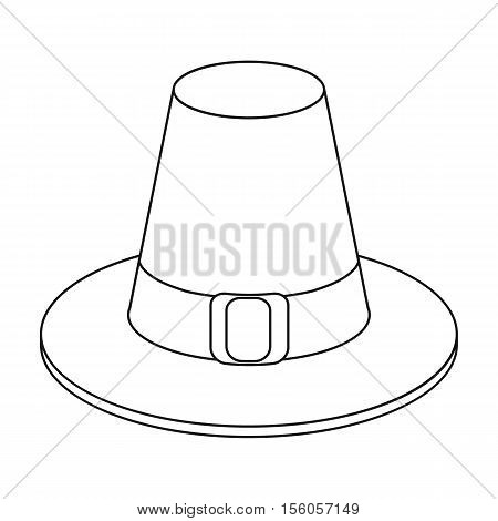 Pilgrim hat icon in outline style isolated on white background. Canadian Thanksgiving Day  symbol vector illustration.