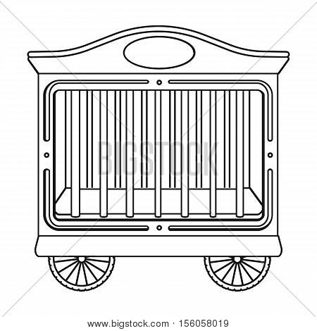 Circus wagon icon in outline style isolated on white background. Circus symbol vector illustration.