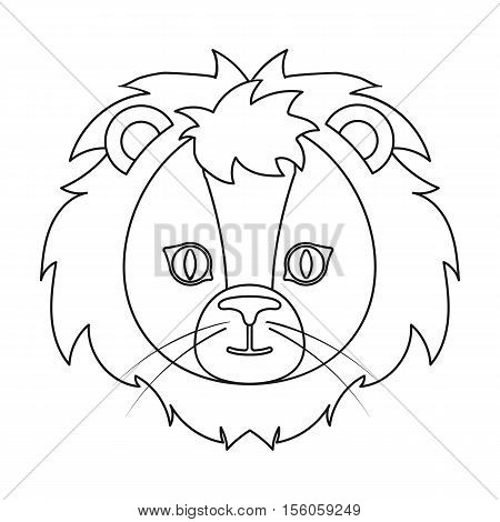 Circus lion icon in outline style isolated on white background. Circus symbol vector illustration.
