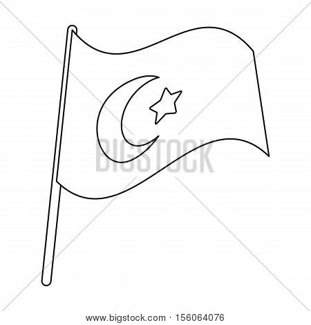Flag of Turkey icon in outline style isolated on white background. Turkey symbol vector illustration.