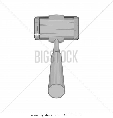 Selfie stick with a smartphone icon in black monochrome style isolated on white background. Communication symbol vector illustration