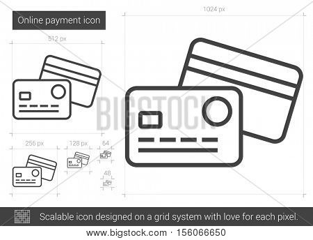 Online payment vector line icon isolated on white background. Online payment line icon for infographic, website or app. Scalable icon designed on a grid system.