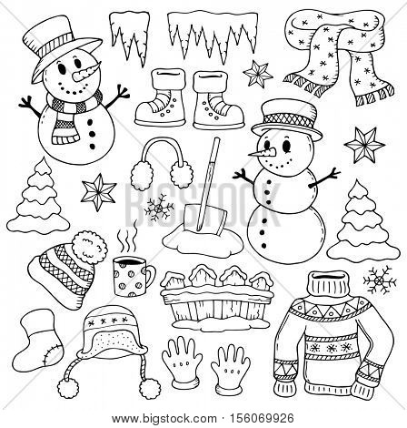 Winter theme drawings 1 - eps10 vector illustration.