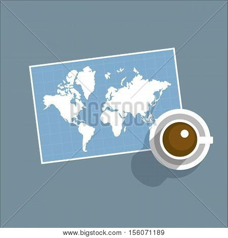 Map vector flat icon tea coffee cup