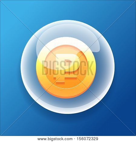 Vector Game Icon Bubble Gold Coin Money Bonus Ruble