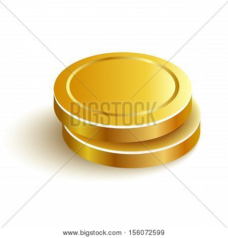 Two Gold Coins Vector Icon Eps Vector