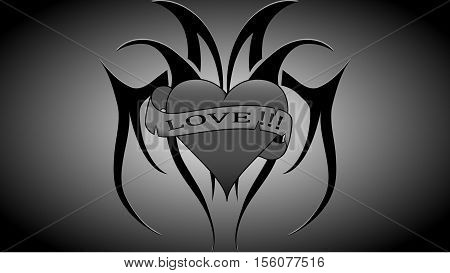 Heart love Black and white beautiful background