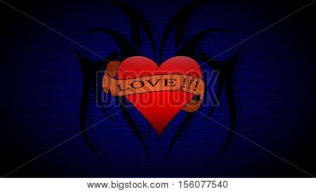 Heart love blue beautiful background decoration vector