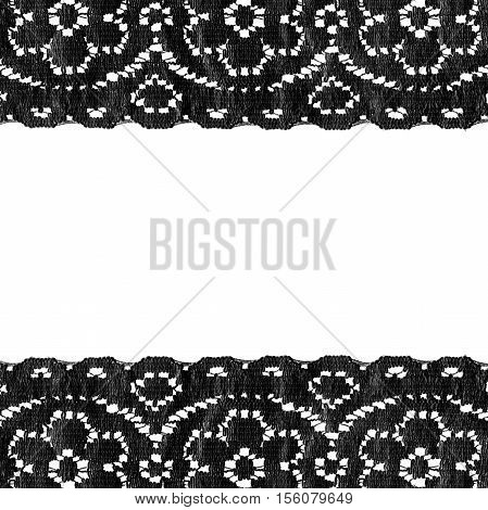 Black vintage lace as a frame on white background