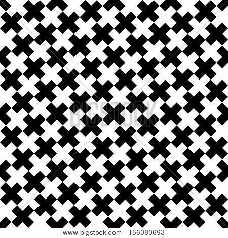 Vector modern abstract geometry x pattern. black and white seamless geometric cross background . subtle pillow and bed sheet minimal design. creative art deco. hipster fashion print