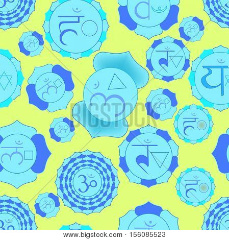 Indian Chakra Seamless Pattern Color Vector Illustration