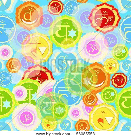 Indian Chakra Seamless Pattern Color Vector Illustration