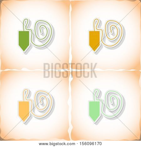 Plummet. Flat sticker with shadow on old paper. Vector illustration