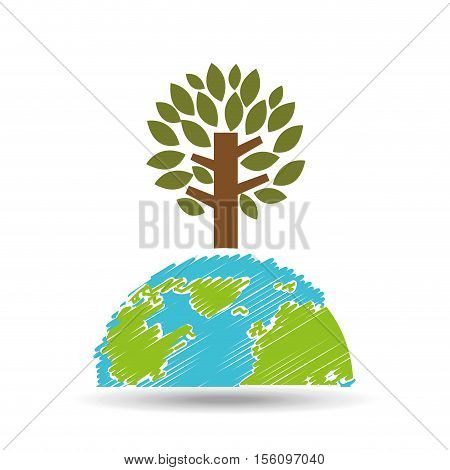 planet earth ecology tree felling icon vector illustration eps 10
