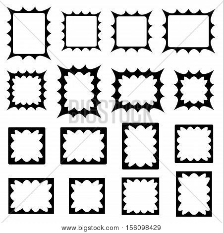 Black abstract curved spiky shape frame design set