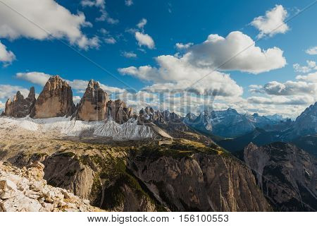 Scenic view of Italian Dolomites, Lavaredo, sunny day