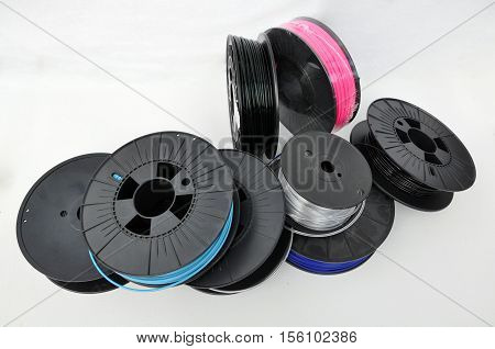 3d printing filament spools in different colours