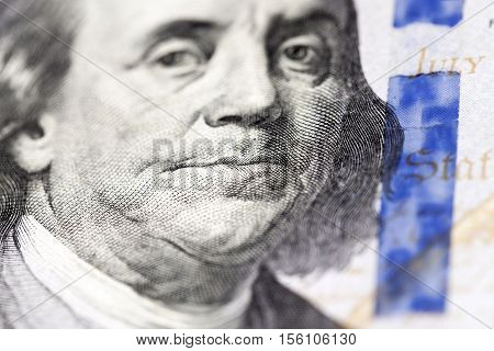 Photographed Close-up Of American Paper Money Worth One Hundred Dollars, The New American Bil