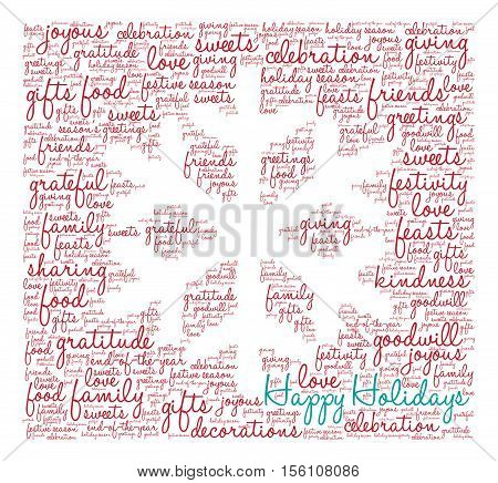 HappyHolidays word cloud on a white background.