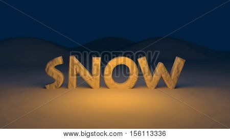 3D generated snow text on a winter background