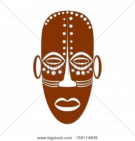 African Ethnic Tribal mask on white background. Flat icons. Ritual symbols. Vector illustration eps10