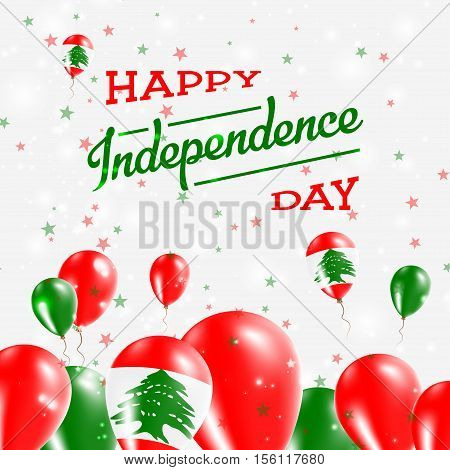 Lebanon Independence Day Patriotic Design. Balloons In National Colors Of The Country. Happy Indepen