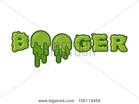 Booger Typography. Green Slime Letters. Snot Slippery Lettering. Snvel