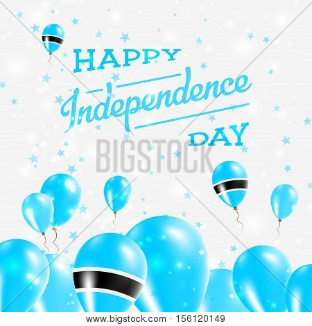 Botswana Independence Day Patriotic Design. Balloons In National Colors Of The Country. Happy Indepe