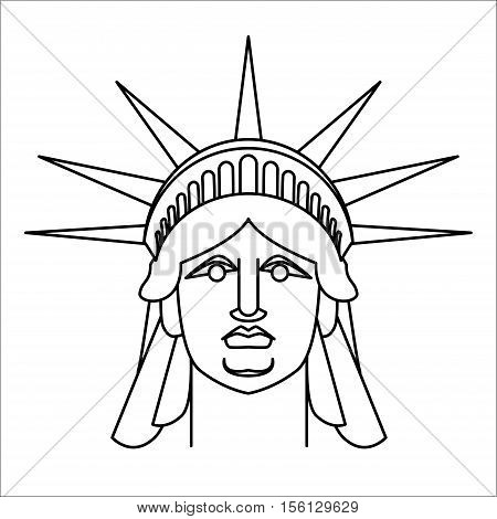 Head of Statue  Linear style. Face sculpture America. Monument in US architecture. National Historic Landmark in United States.
