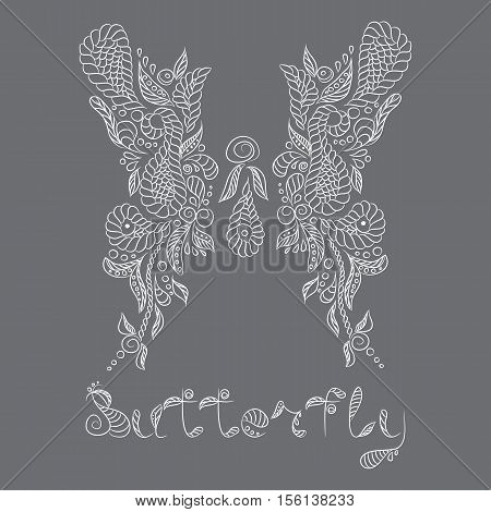 Vector pattern with mehendi white butterfly. Format eps 10.