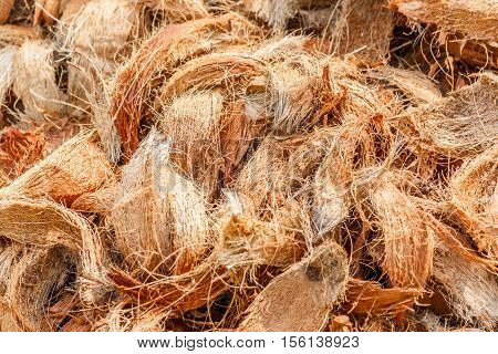Closeup coconut spathe fiber for texture background.