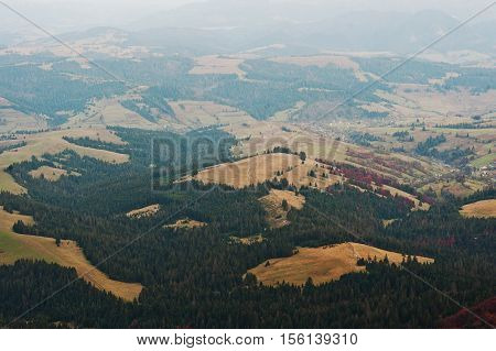 Nature Painter Of Landscape Carpathian Mountains On Autumn Sezon.