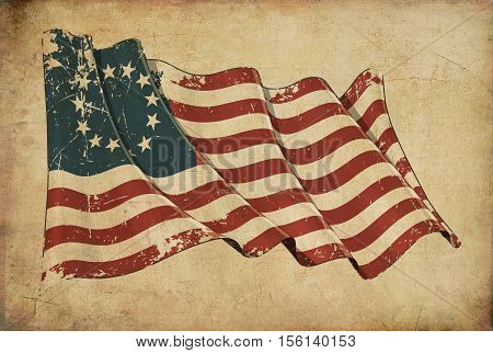 Usa Betsy Ross Grunge Flag Textured Background Wallpaper